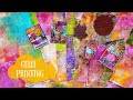 Gelli Plate Printing with Stamps - Handmade Autumn/ Halloween Collage Paper