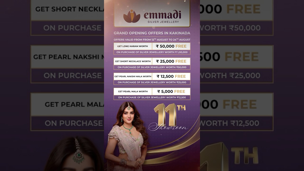 Kakinada, our 11th showroom launches on 12th August with Nidhhi Agerwal! Exciting offers await! ✨