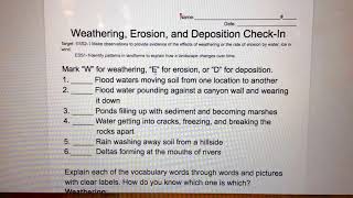 Weathering Erosion a Deposition check in