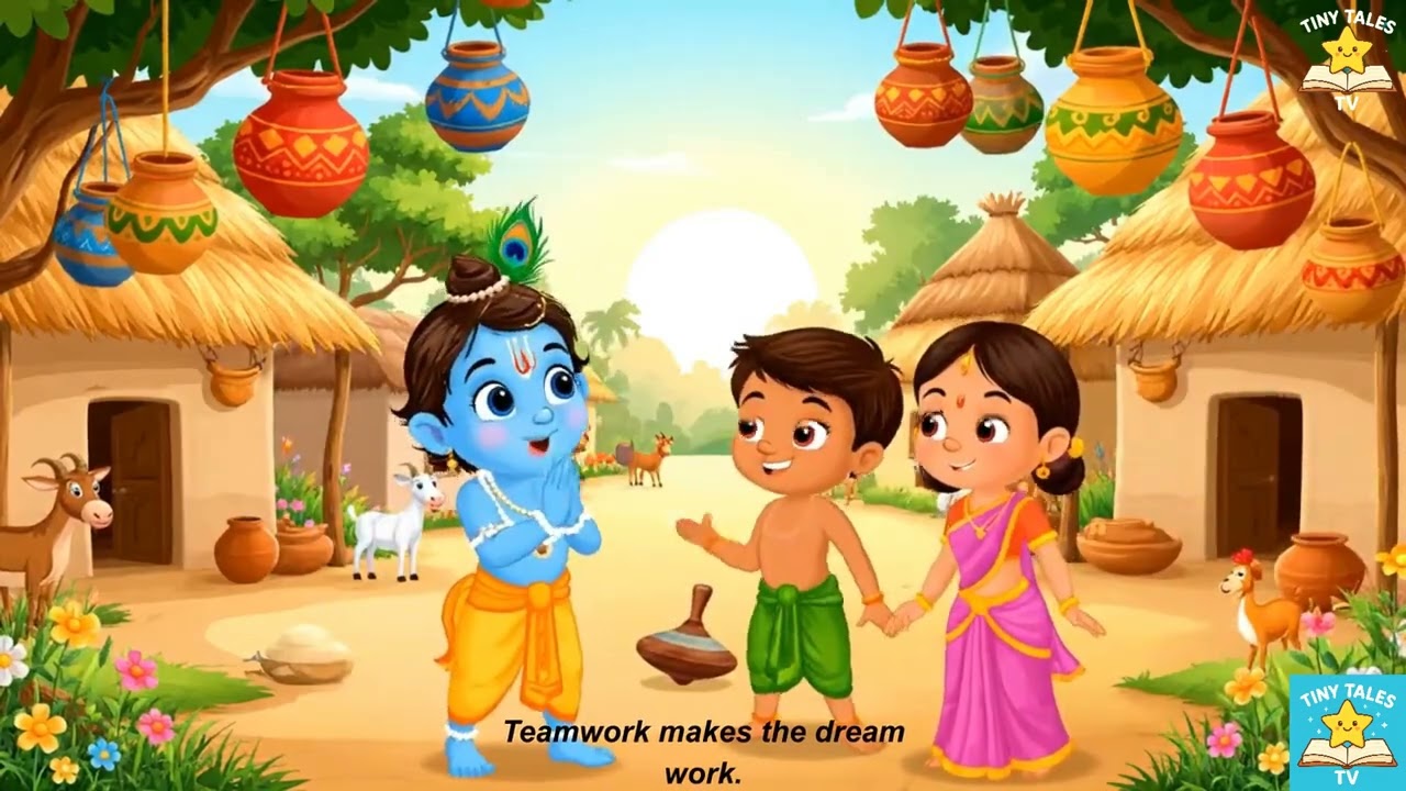 Krishna and the Butter Pot | Short Moral Story for Kids | Teamwork & Sharing