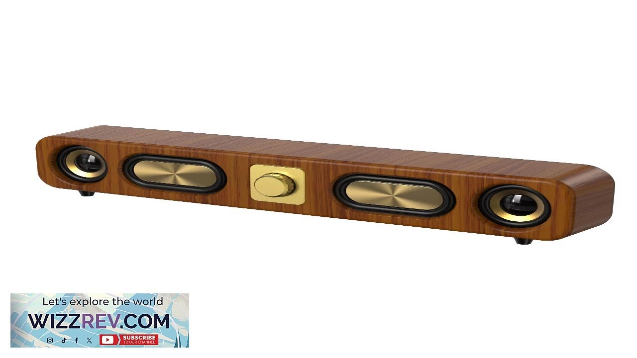 Vintage Wooden Speaker Wired bluetooth Soundbar with Four Units Surround Sound 2400mAh