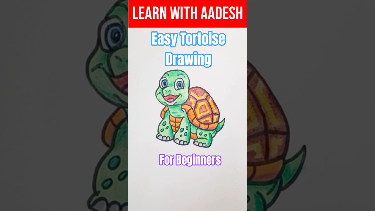 Easy Tortoise 🐢Drawing coloring  सिर्फ 2 मिनट में कछवा बनाए 