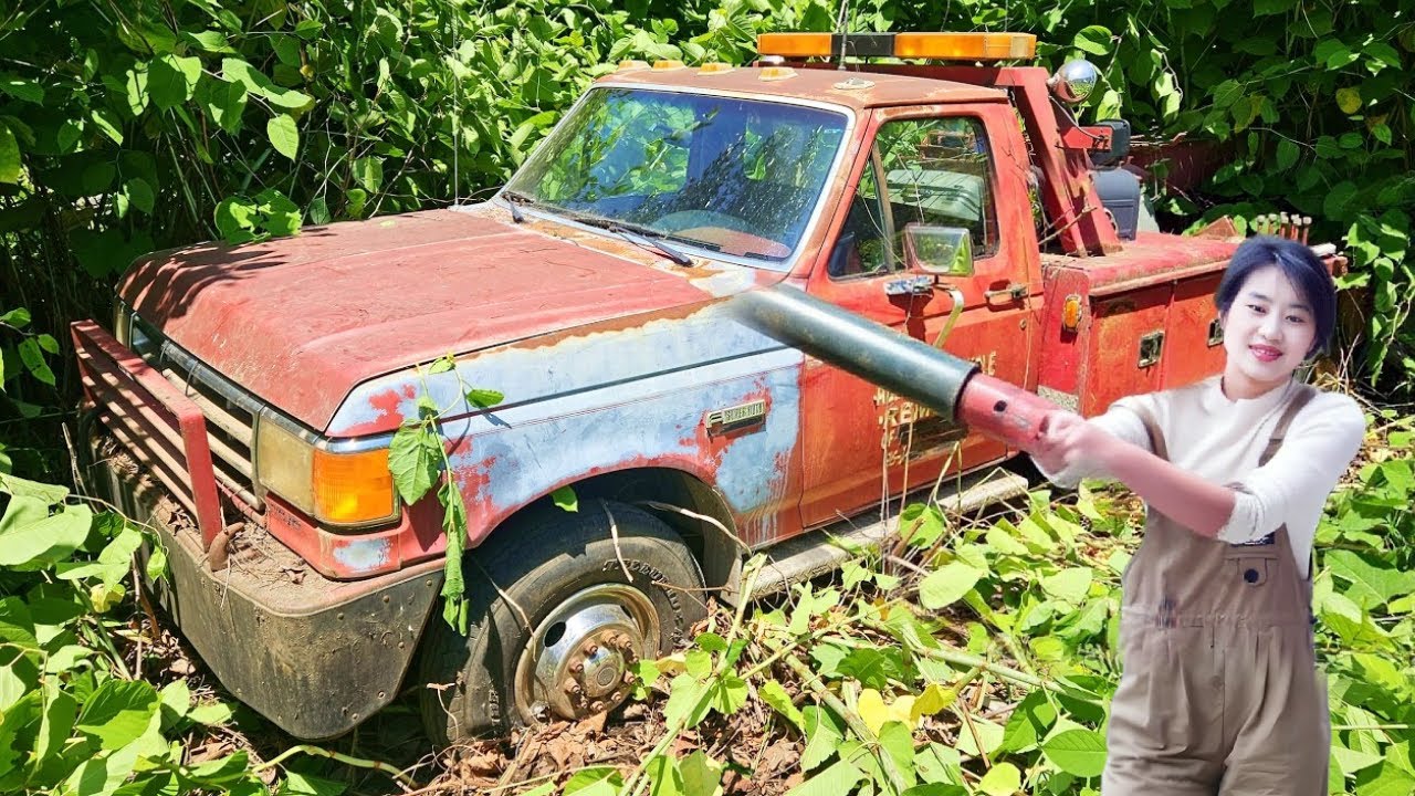 💡天才女孩全车翻新，亲戚家的拖拉机全身生锈无法启动，一周时间修复如初！Genius girl refurbishes the whole car  林果儿