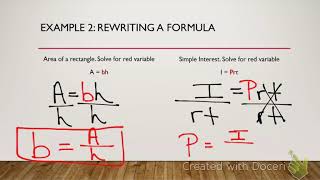 1.4 Rewriting Equations and formulas