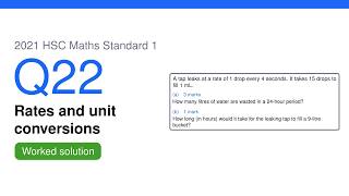 Information 2021 HSC Maths Standard 1 Q22 Guide