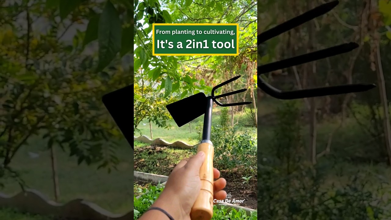 Casa De Amor Gardening Tool Double Hoe with Wooden Handle 2 in 1