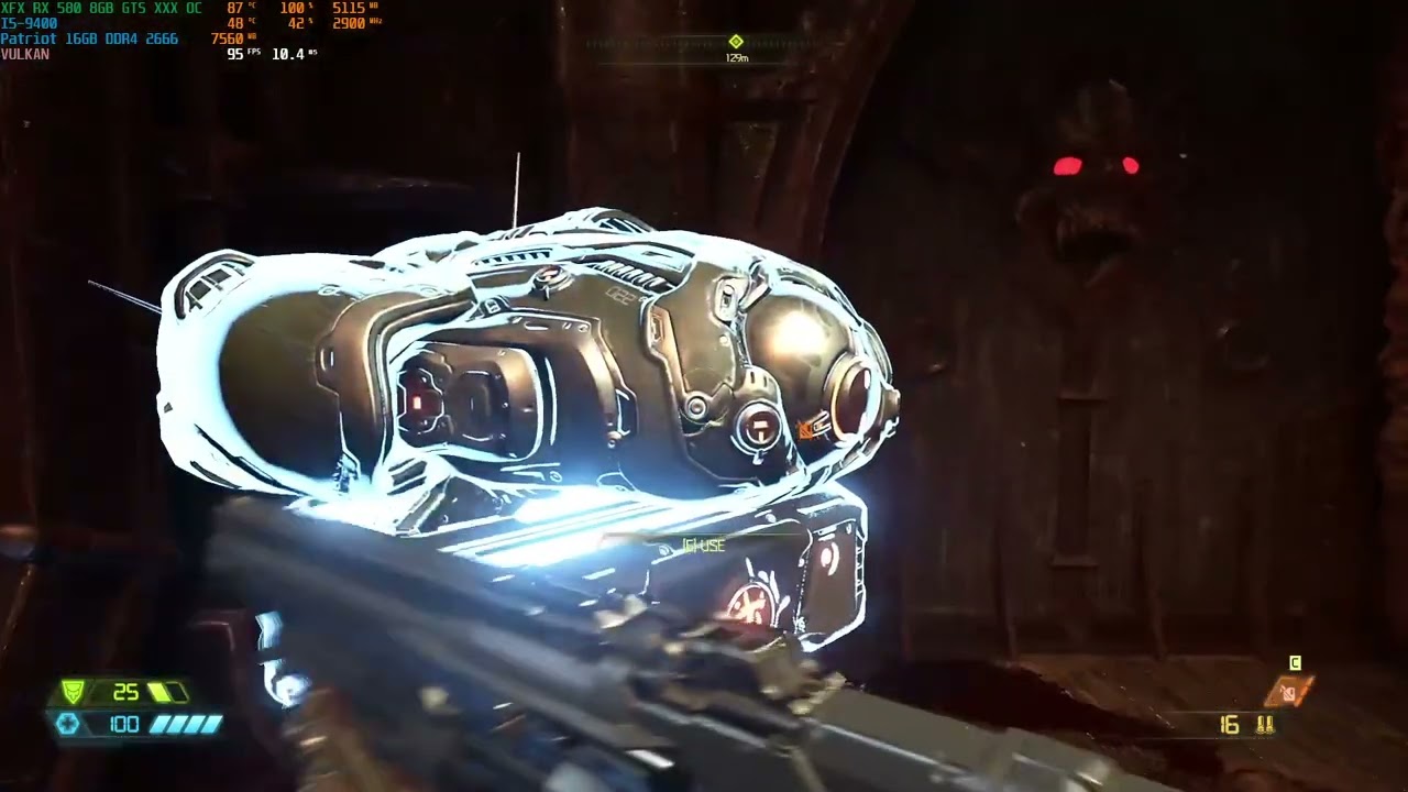 I5-9400 (non-F) & XFX RX 580GB GTS XXX OC Edition Doom Eternal intro game play 1080P at 144Hz