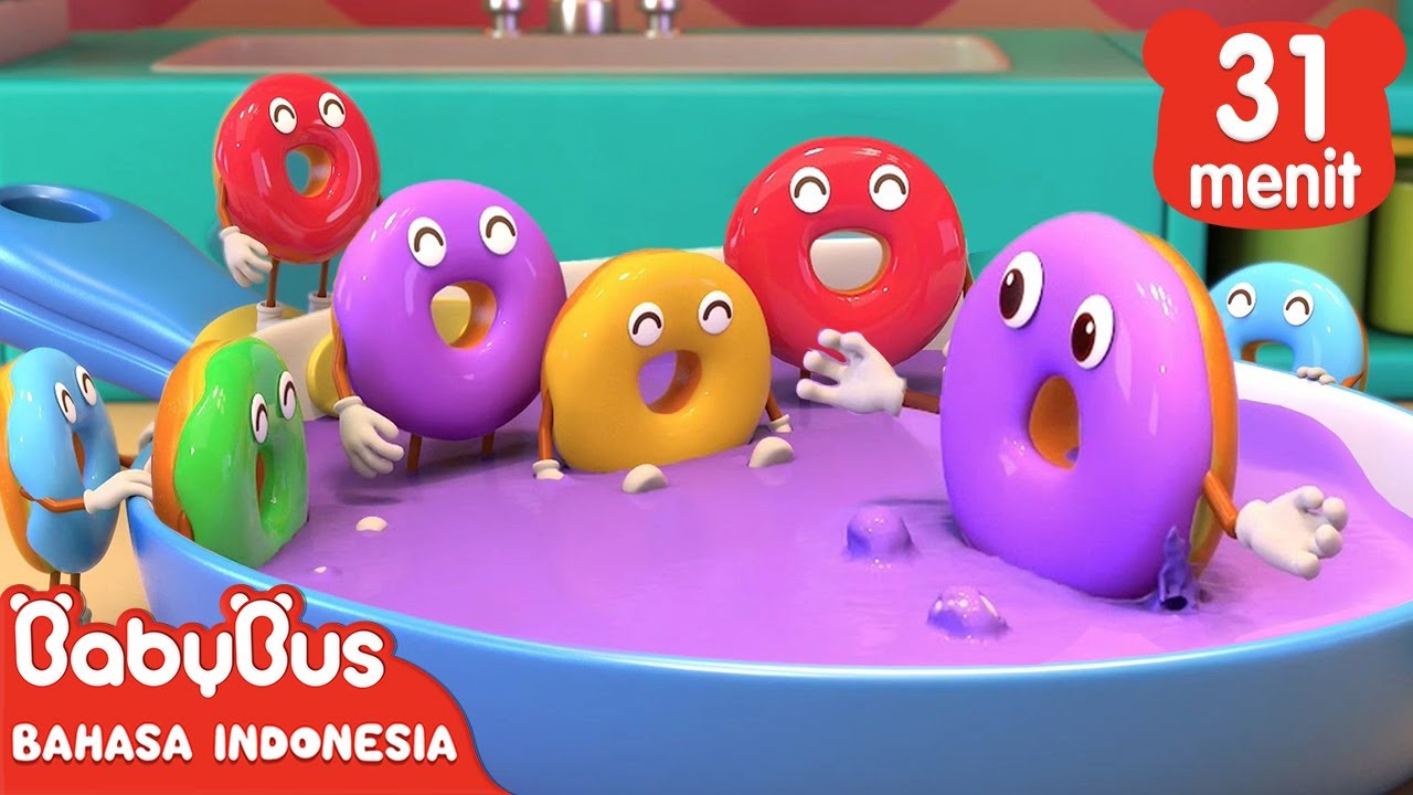 Donat Warna-warni Sedang Menari | Lagu Makanan Anak | Lagu Donat Anak | BabyBus Bahasa Indonesia