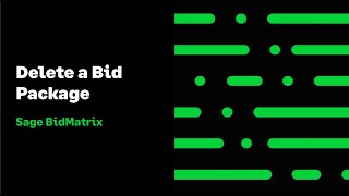 Sage BidMatrix - Delete a Bid Package