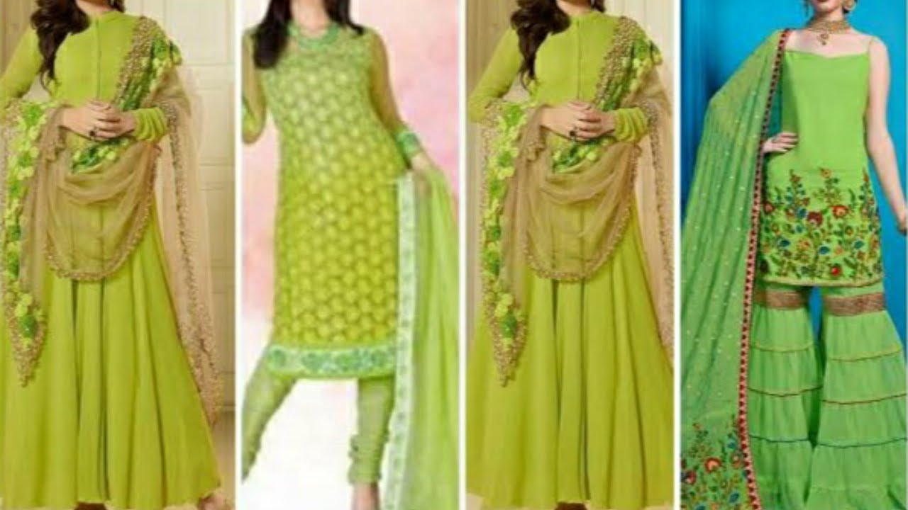 25+ PAROT GREEN DRESSES IDEAS 2020////parrot green dress  combination////parrot green colour dress