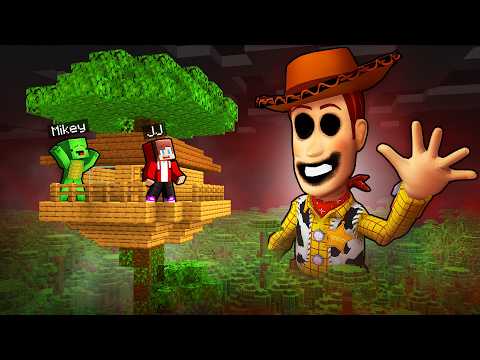 How JJ and Mikey Found The Biggest SCARY WOODY.EXE From TOY STORY 5 in Minecraft! - Maizen