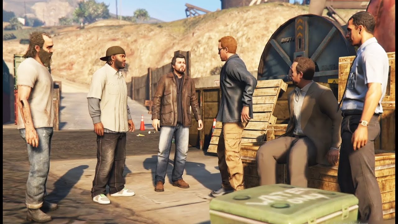 GTA 5 - Trevor, Michael, Franklin, Dave and Steve Meeting