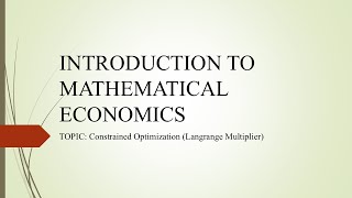 Constrained Optimization Profile