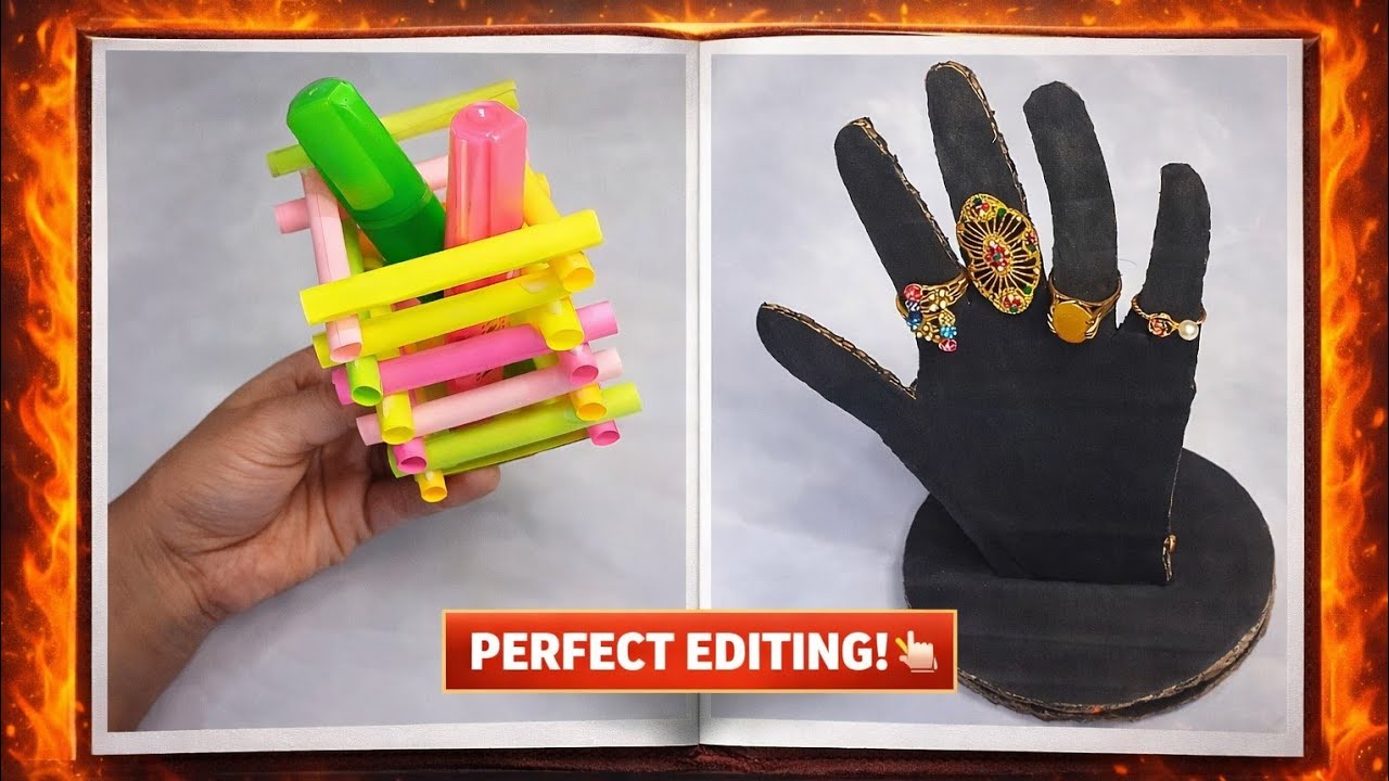 Waste Se Best 😱 2 Amazing DIY Crafts | Pen Holder + Ring Stand | Fiza Craft Paper