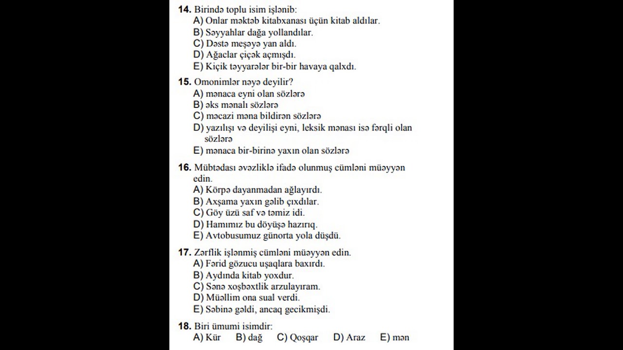 Dövlət qulluğu Azərbaycan dili Sınaq izah