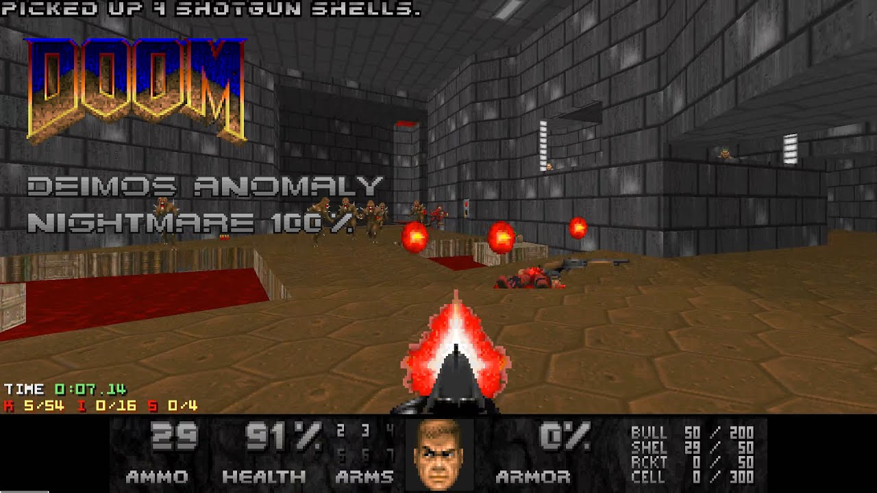 [PC] Doom - E2M1: Deimos Anomaly -- Nightmare 100%