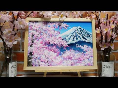 油絵】【桜】 - YouTube