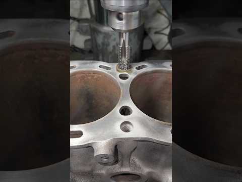 Head Bolt Repair on 22re Toyota Block. #engine #repair #educational #failure
