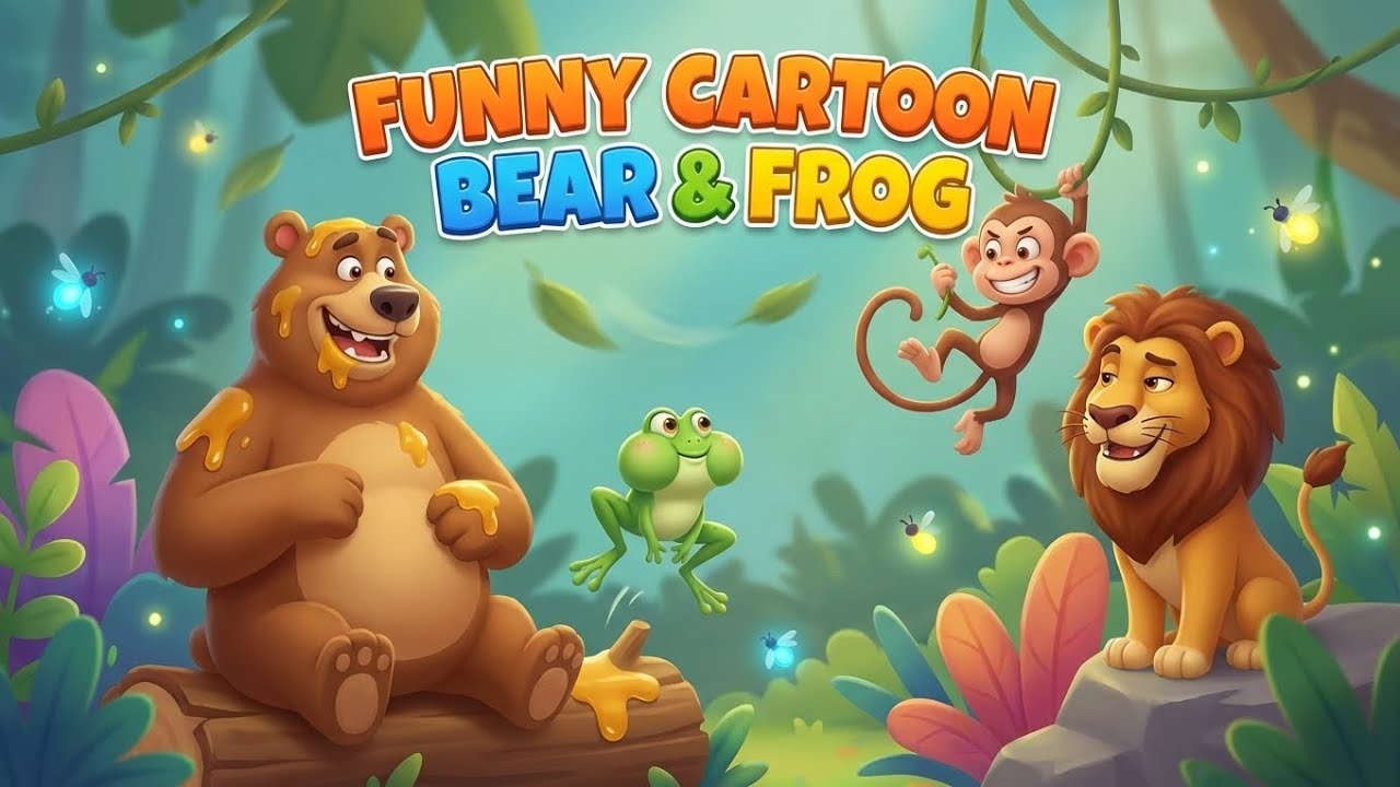 Funny Cartoon Bear Frog & Monkey | बार मेंढक और बंदर