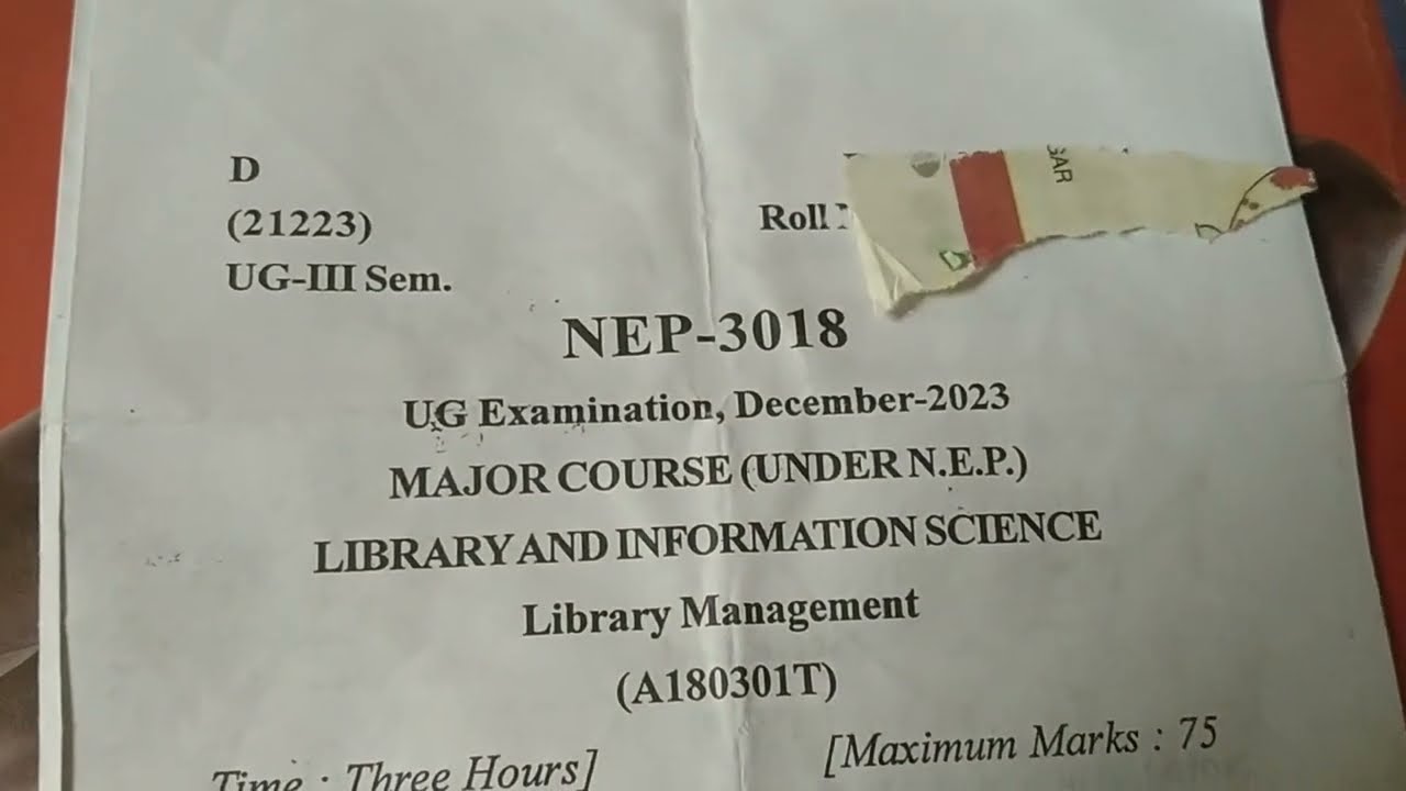 B.A 3rd semester Library and information science last year question paper of Library CCSU NEP 