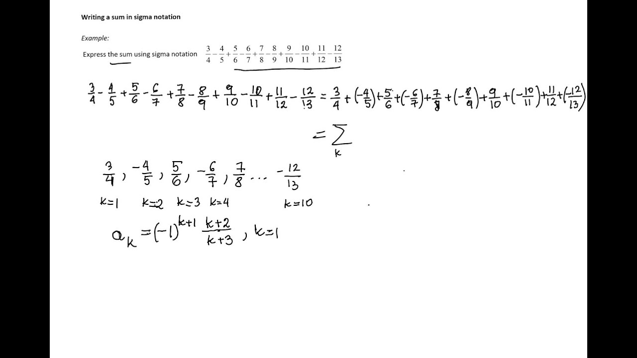 Writing a sum in sigma notation