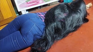 Beautiful Indian Girl Black & Thick Long Play For Slipped Time | Hair Play Black & Smooth Long Hair