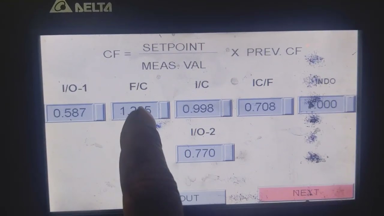 Weight feeder Correction factor seeting