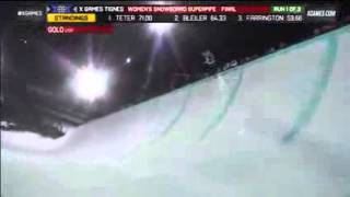 Arielle Gold Run 1 Women_s Snowboard Superpipe Final X Games Tignes 2013