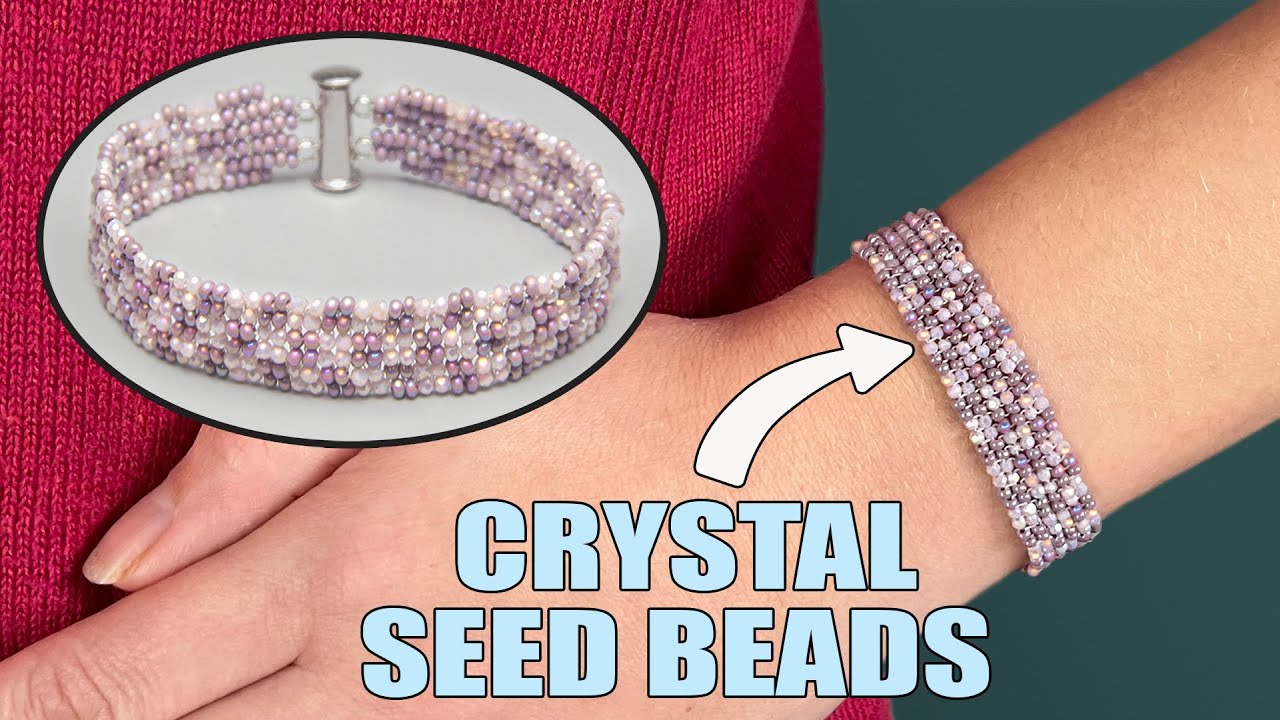 Flat Herringbone Bracelet with CRYSTAL SEED BEADS || Beaded Bracelet Tutorial