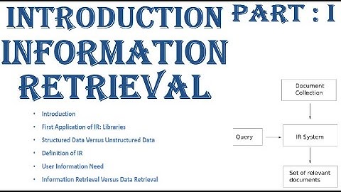 Introduction to Information Retrieval (IR) - Part 1 (Video No. 1), User Information Need, IR Vs DR