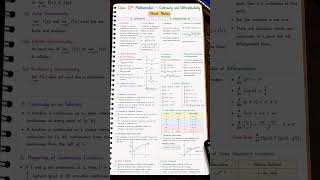 Continuity and Differentiability Short Notes | Class 12 Maths Quick Revision 💯✨ Score by Notesmaster
