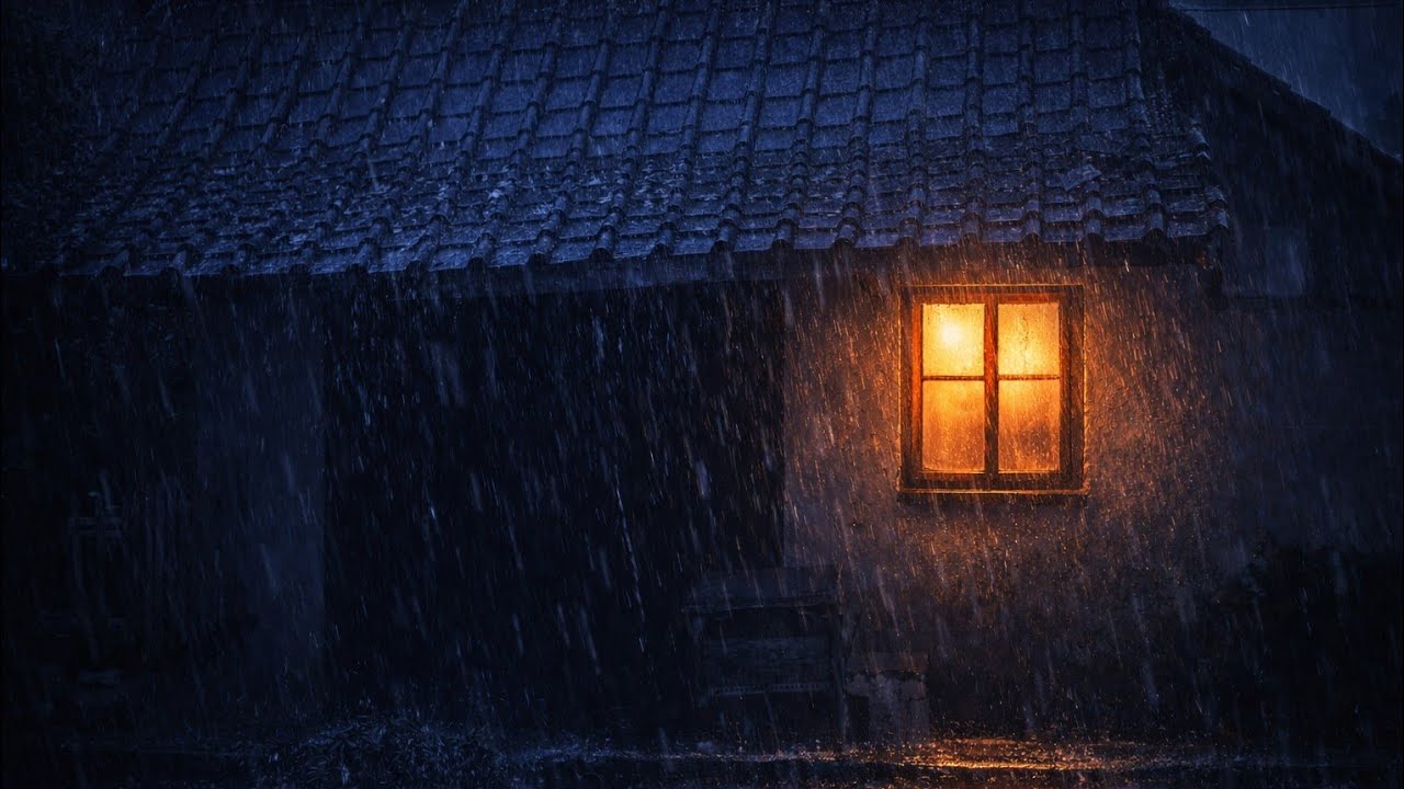 Dark Rainy Night House | Intense Storm Sounds for Deep Sleep (3 Hours)