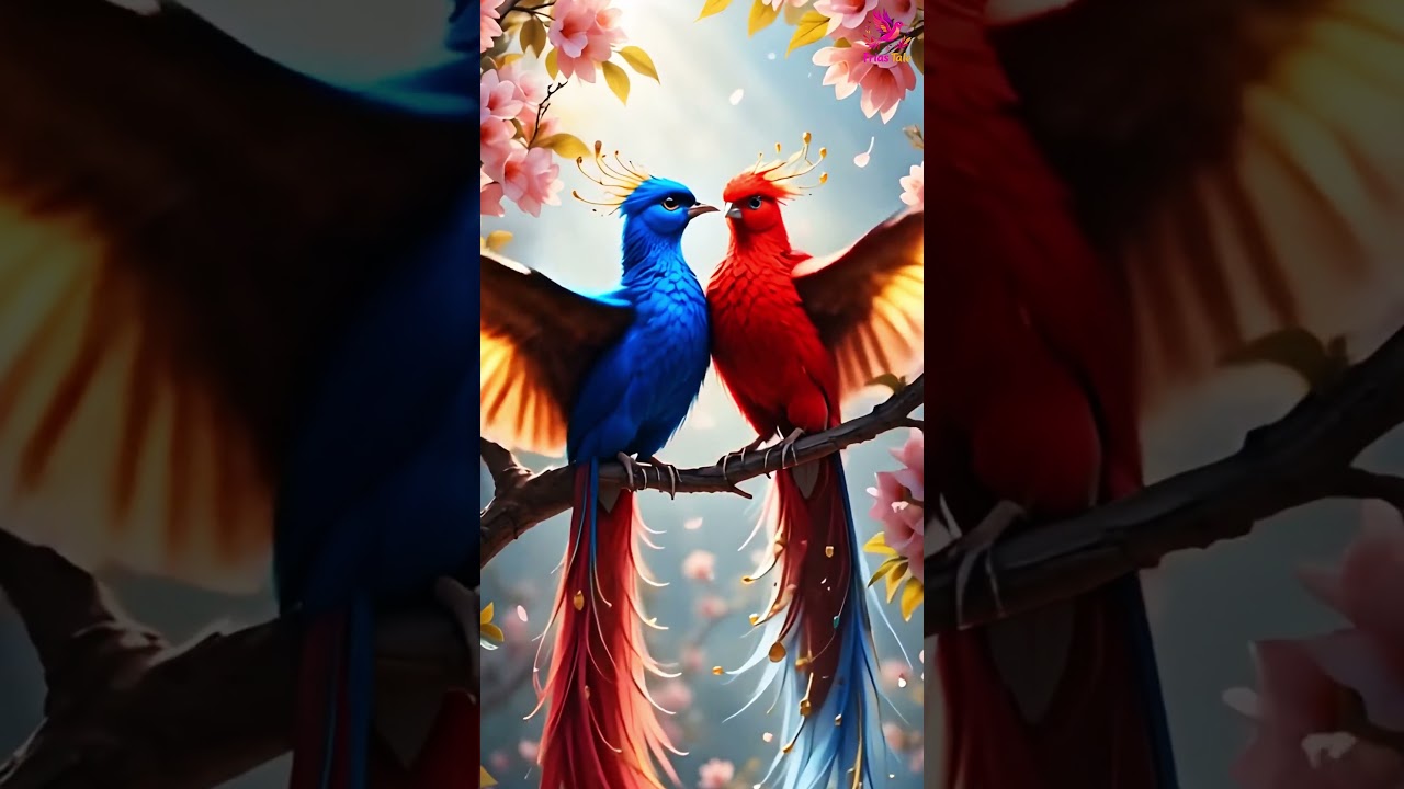 Elegant Red and Blue Birds 