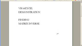 VBA: Matrix Inversion