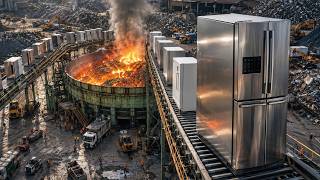 How Old Refrigerators Are Recycled Inside A Massive Appliance Recycling Factory How Old Refrigerators Are Recycled Inside A Massive Appliance Recycling Factory