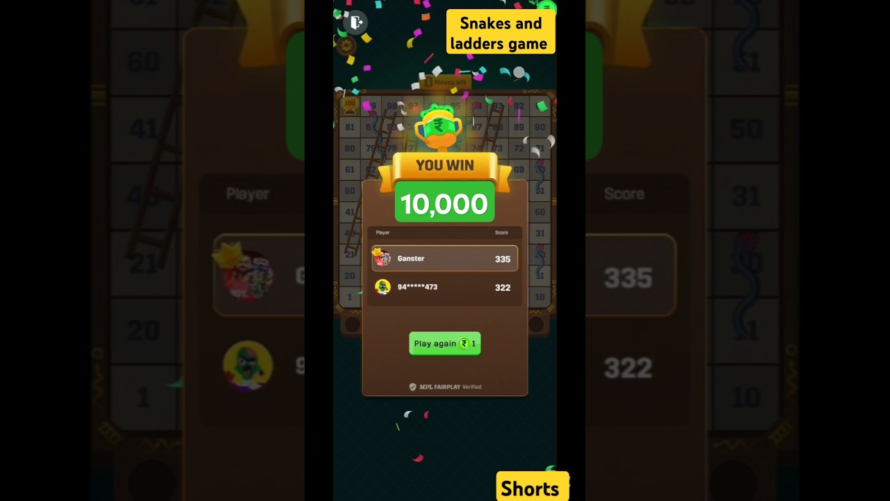 10,000 🤑 💵 win MPL Snakes and ladders Games 