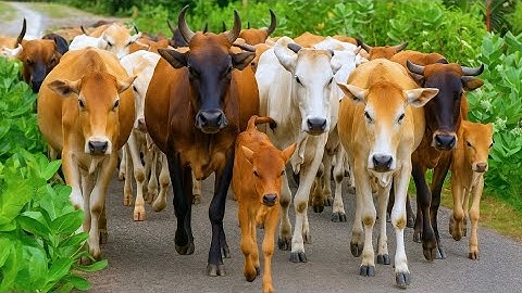 Aksi Pengembala Mengejar Sapi Sapinya Menuju kandang, Suara Sapi Moo, Sapi Lucu Berkerumunan