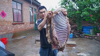 【食味阿远】阿远炖了15斤驴排骨，下雨天做道“手把驴排”吃，仨人直接下手吃 | Shi Wei A Yuan