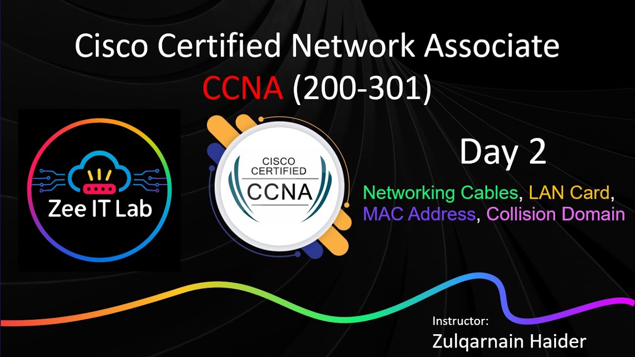 CCNA Day 2 | Networking Cables, LAN Card, MAC Address, Collision Domain | Zee IT Lab |  200-301