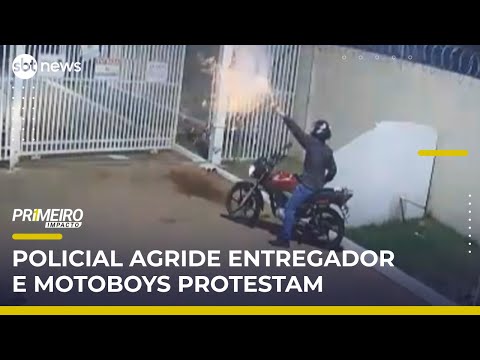 Video policial-agride-entregador-e-motoboys-protestam-em-condominio-primeiro-impacto