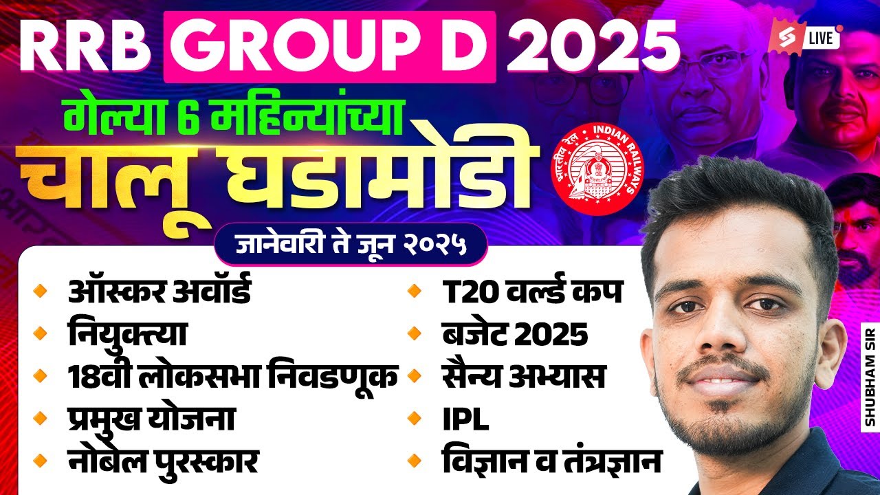 Last 6 Months Current Affairs 2025 ( Jan To June ) | Current Affairs Today Marathi For RRB Group D