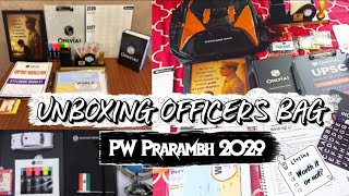 Unboxing Officer's bag kit 📚🎒📖 // PW Prarambh batch 2029 // Batch review ? Cost?