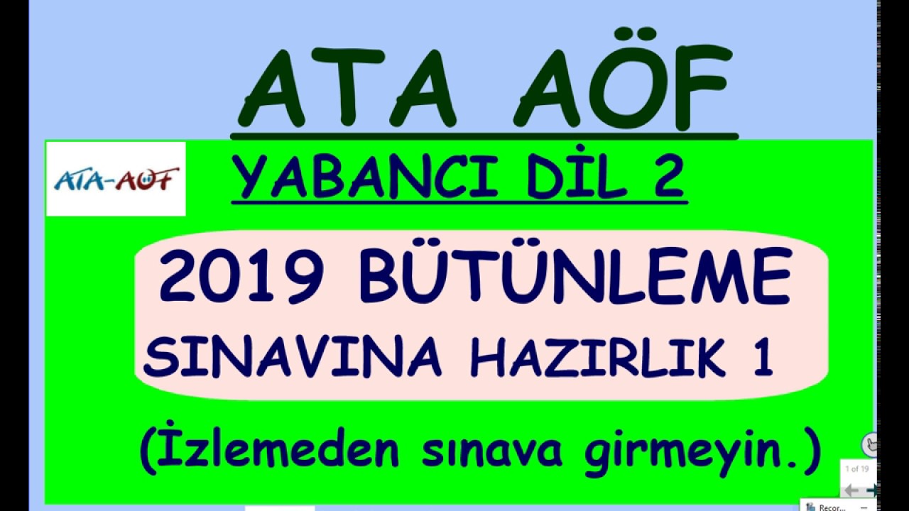 ATA AÖF İNGİLİZCE 2 BÜTÜNLEME HAZIRLIK 1