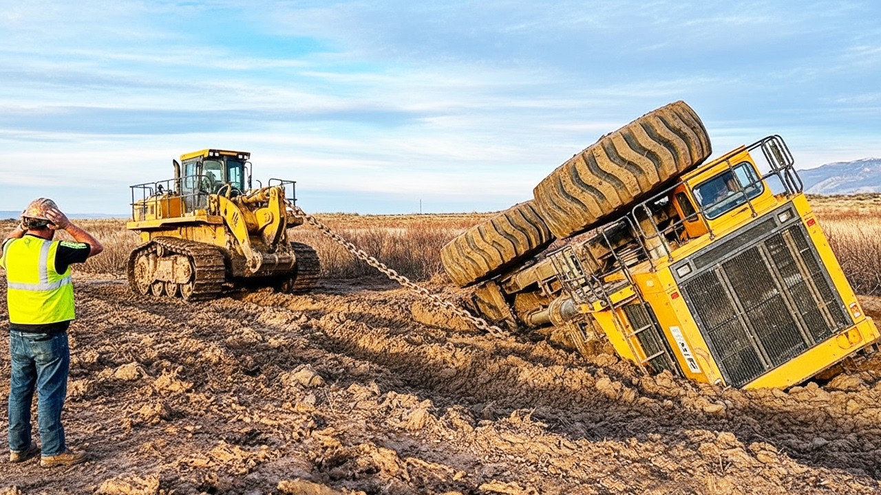 Heavy Equipment Stuck - What Happens When An Overturned Truck Is Towed Away