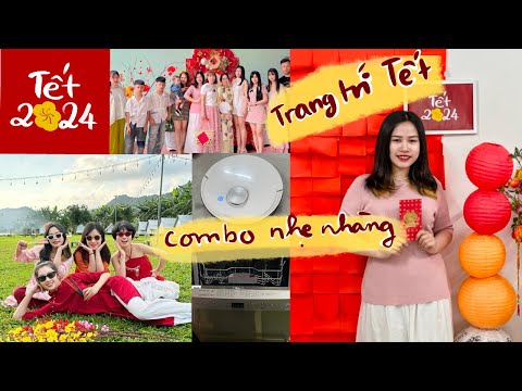 Tết đến nhà 2024 [vlog tết] trang trí tết bằng giấy, máy quét nhà, máy rửa chén giá bình dân