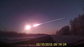 Chelyabinsk Meteor Entry caught on Dash Cam near Kalinovskii, Russia