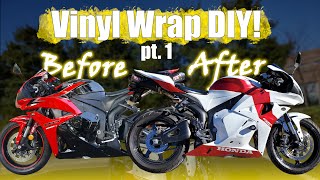 Motorcycle Vinyl Wrap Pt1  My First Time  Honda Cbr600rr reupload
