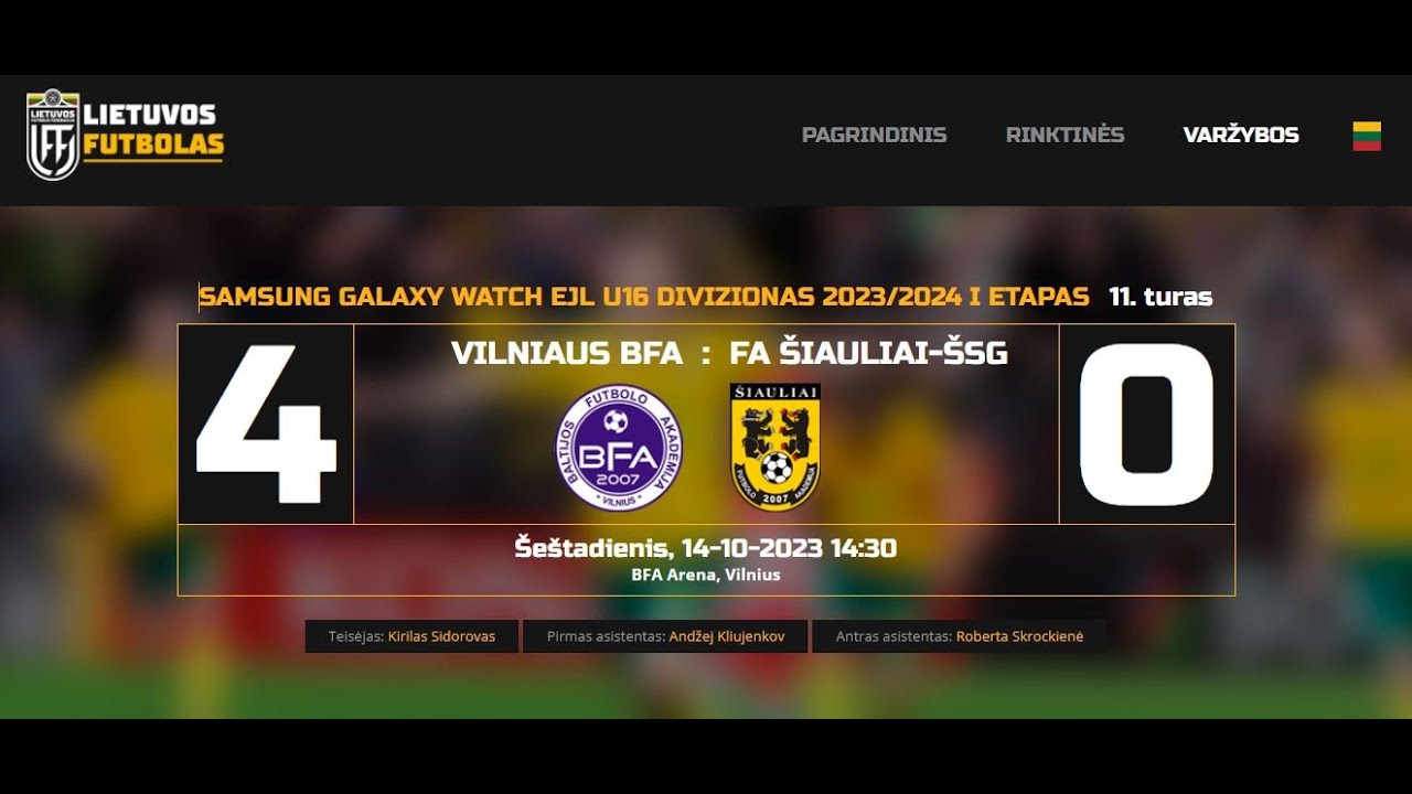 BFA vs ŠIAULIAI 4:0 U16 EJL  I kel.