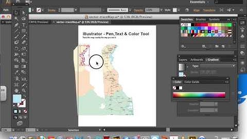 Adobe Illustrator CS6, Learn to Trace with pen, stroke and fill, eyedropper, text: (Delaware Map)