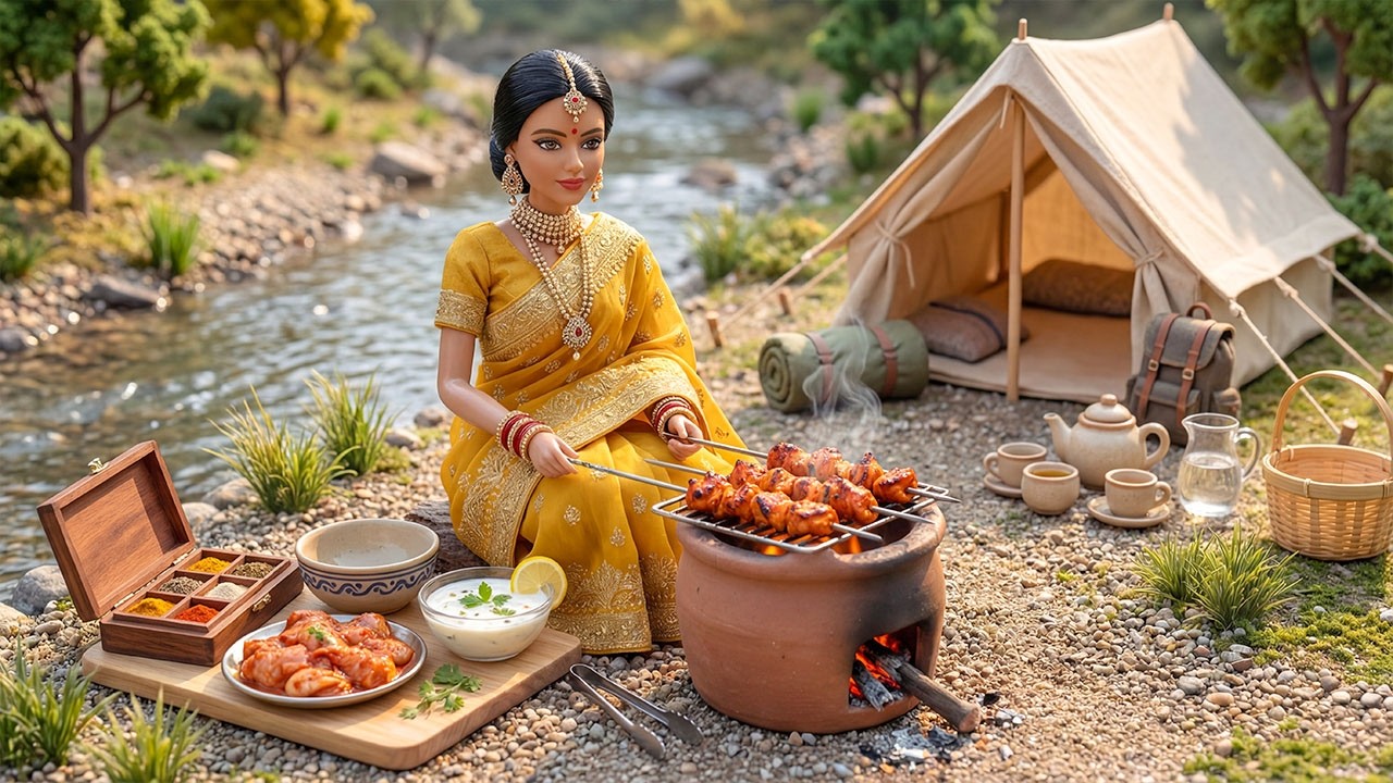 Miniature Doll Tandoori Chicken Cooking ASMR | Indian Village Tiny Kitchen Story 🍗✨